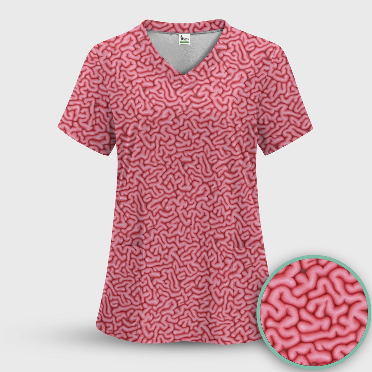 Pink Brain Anatomy Nurse Scrub Set
