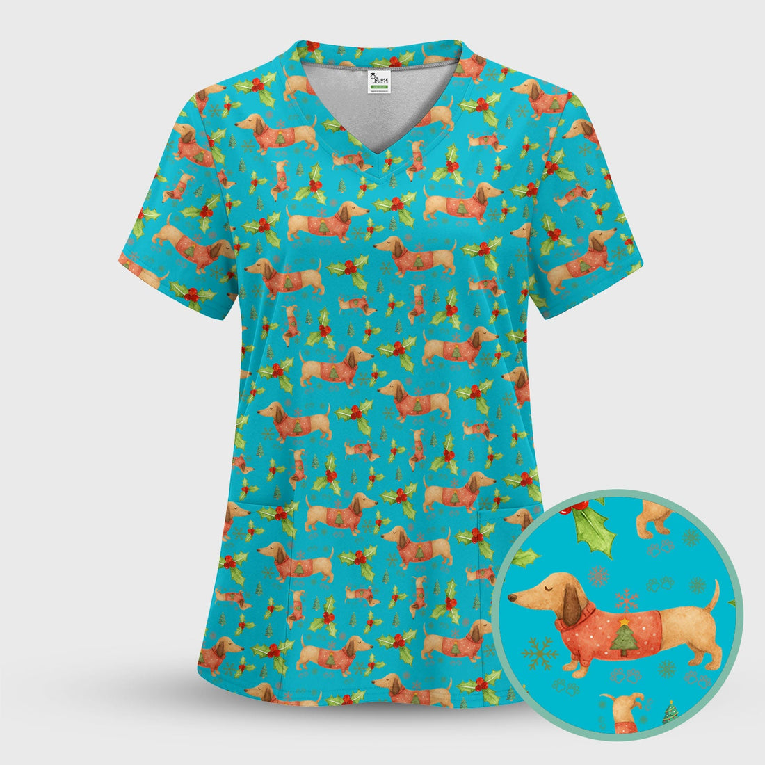 Puppy Lover Dachshund Nurse Scrub Top - Christmas Gift