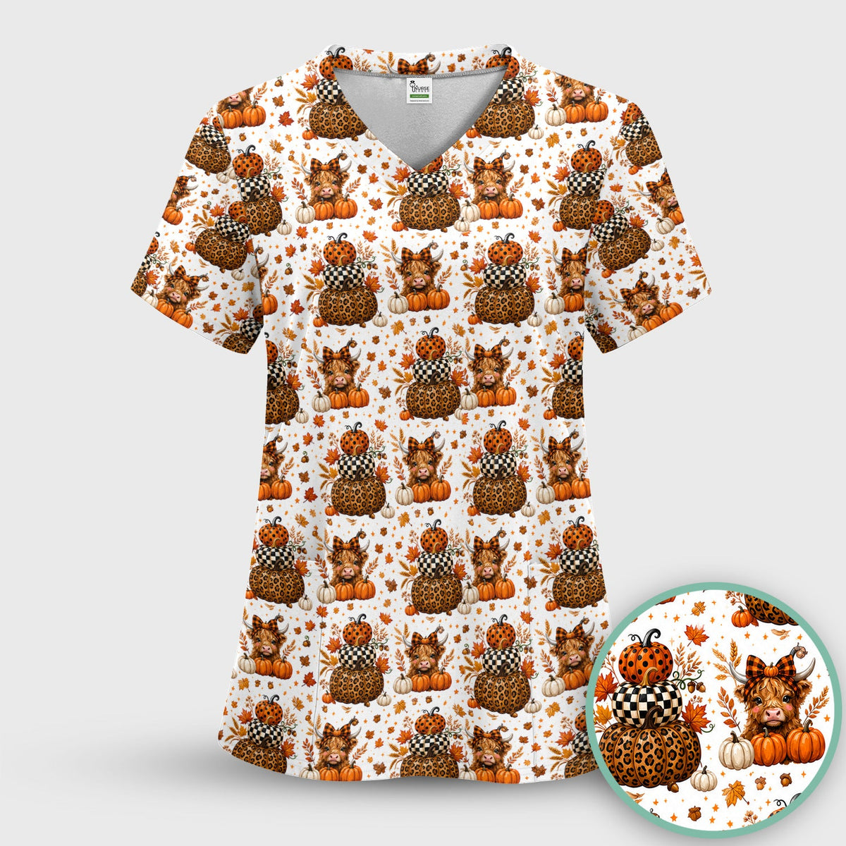 Fall Highland Cow Nurse Scrub Set