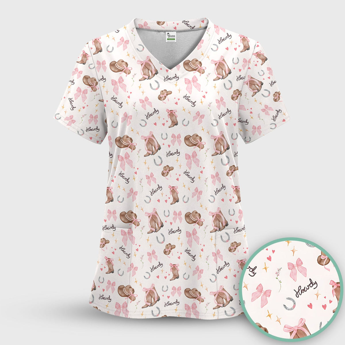 Pink Cowgirl Boots Nurse Scrub Set