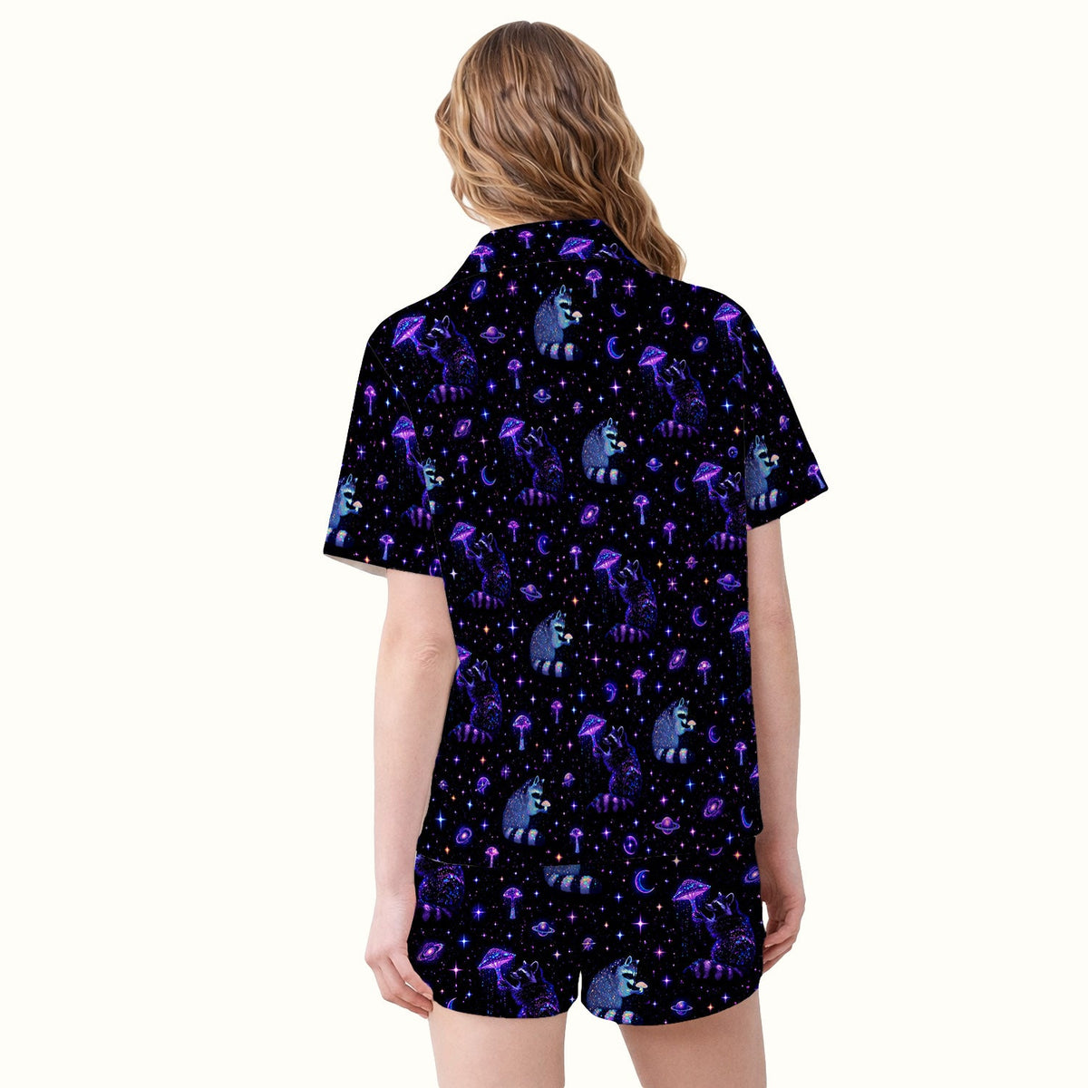 Raccoon Mushroom Galaxy Nurse Pajama Set