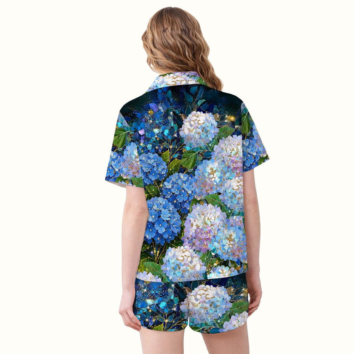 Blue Hydrangea Floral Nurse Pajama Set