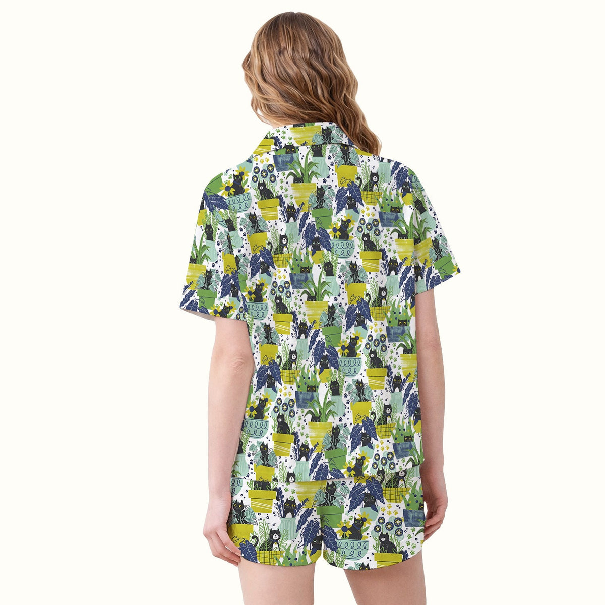 Black Cat Planter Garden Pajama Set