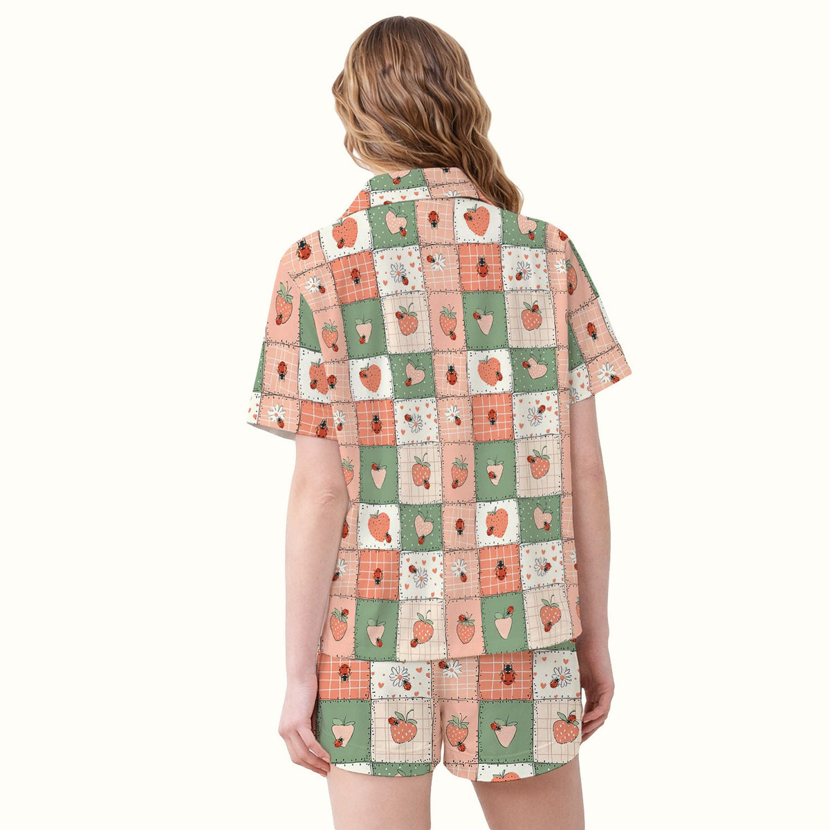 Strawberry Ladybug Patchwork Pajama Set