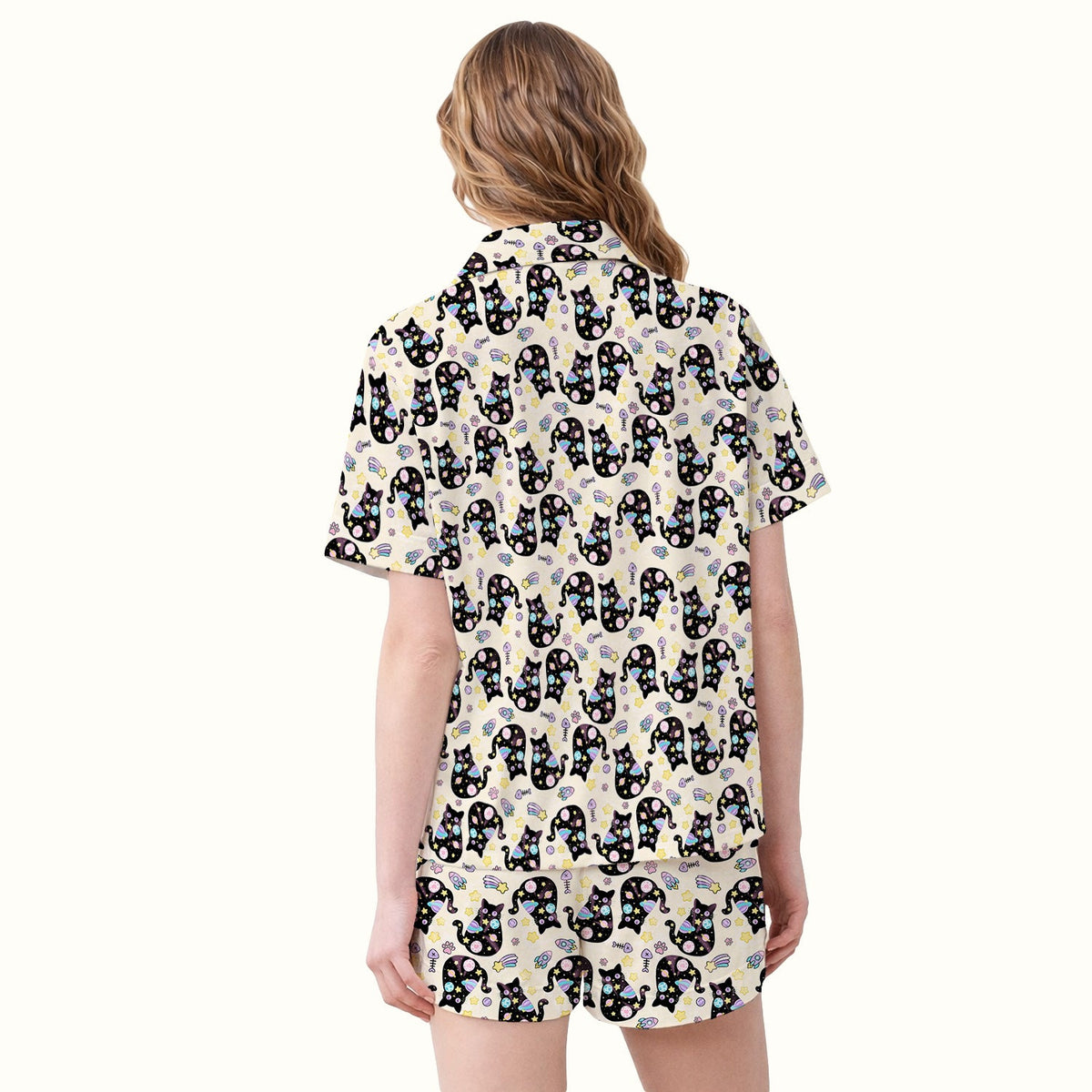 Galaxy Black Cat Space Pajama Set