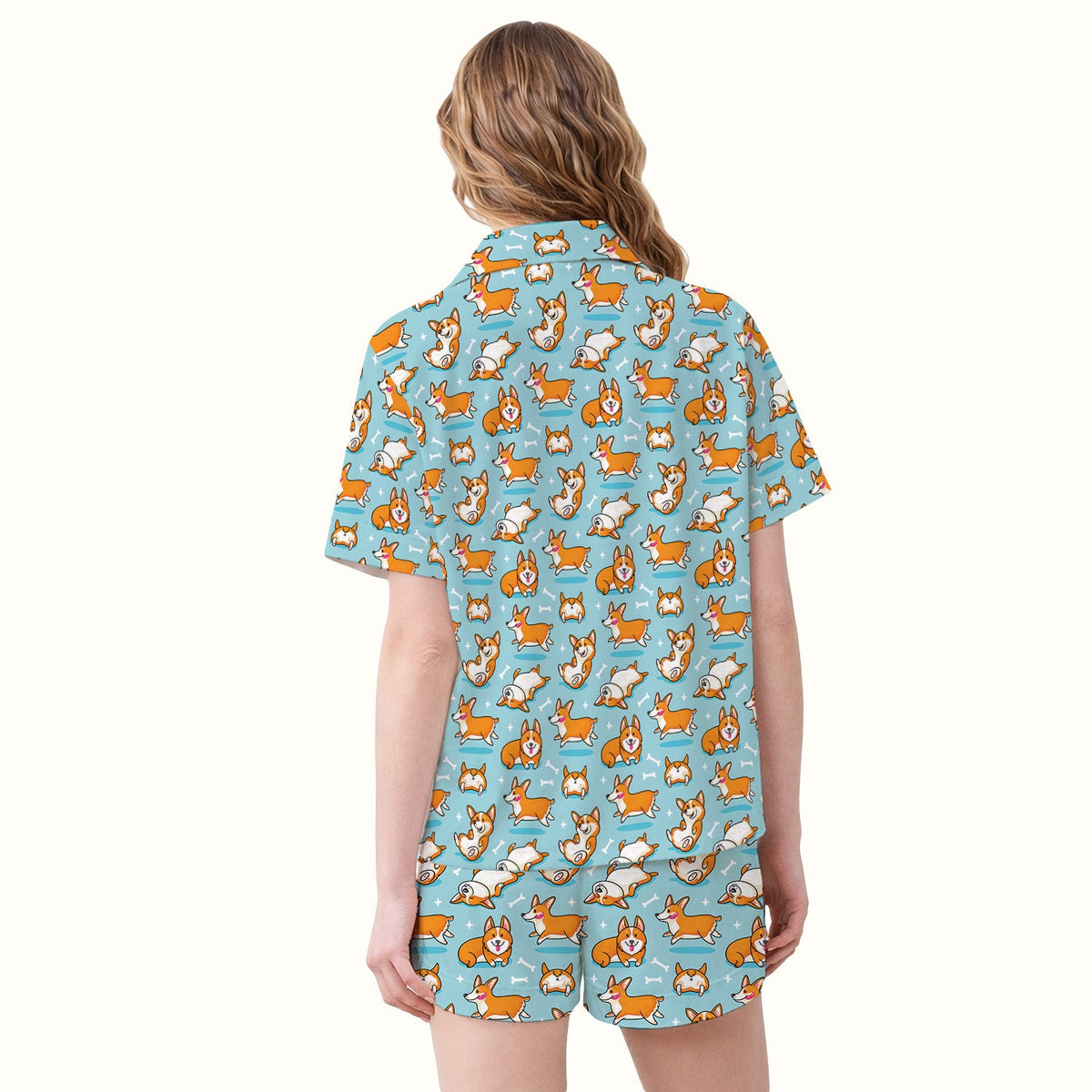 Corgi Dog Rolling Bone Pajama Set