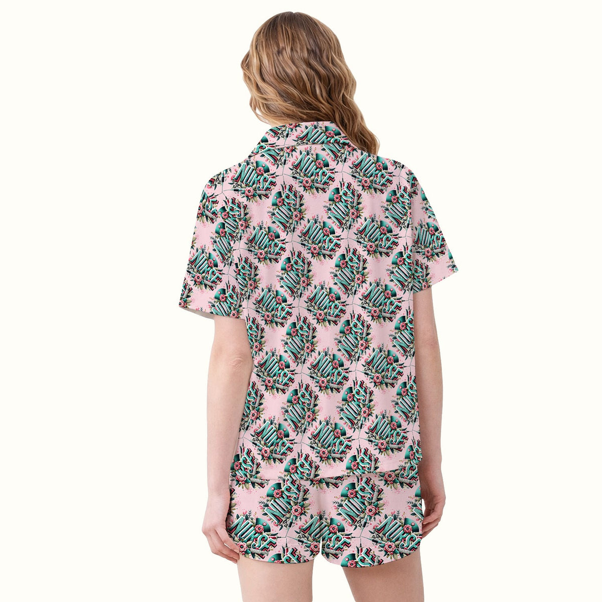 Typography Floral Pajama Set