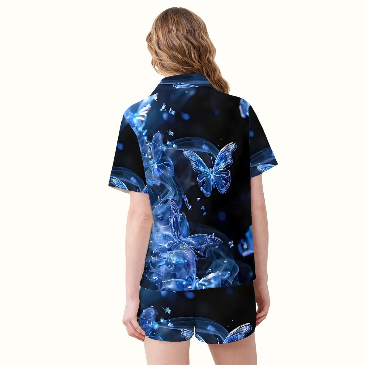 Glowing Blue Butterfly Garden Pajama Set