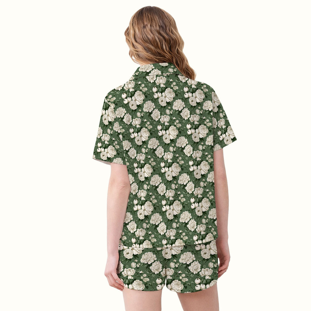 Elegant White Rose Garden Pajama Set