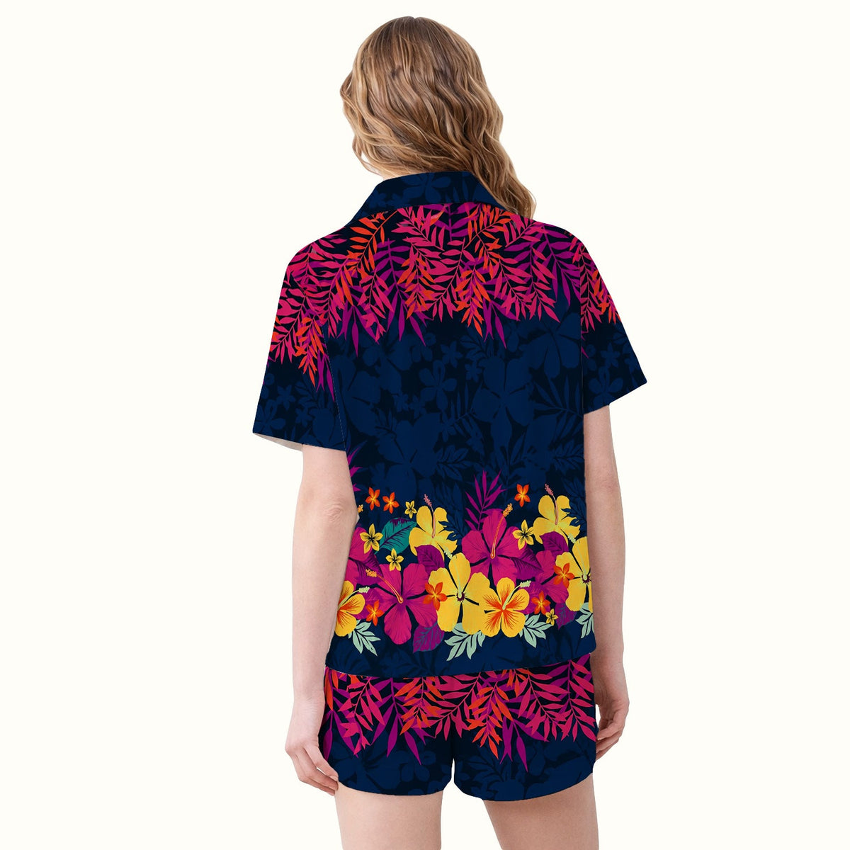 Tropical Hibiscus Palm Leaf Pajama Set