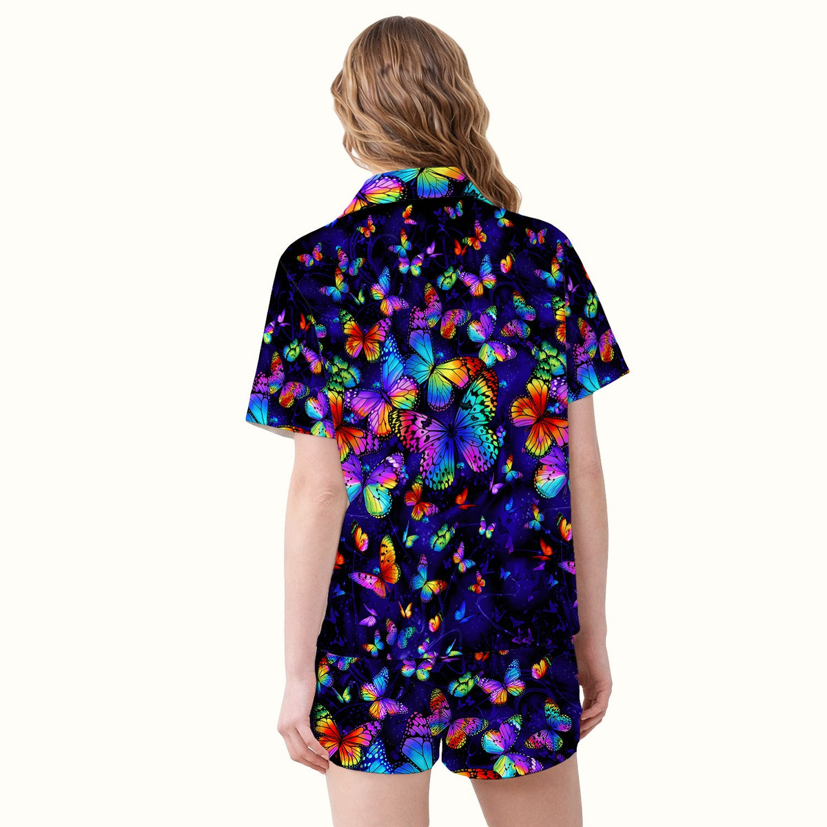 Vibrant Rainbow Butterfly Galaxy Pajama Set