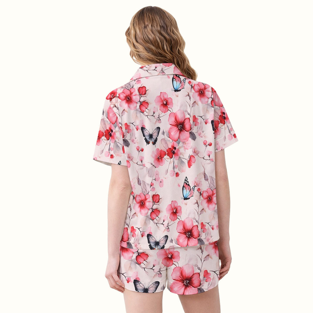 Pink Butterfly Blossom Nurse Pajama Set