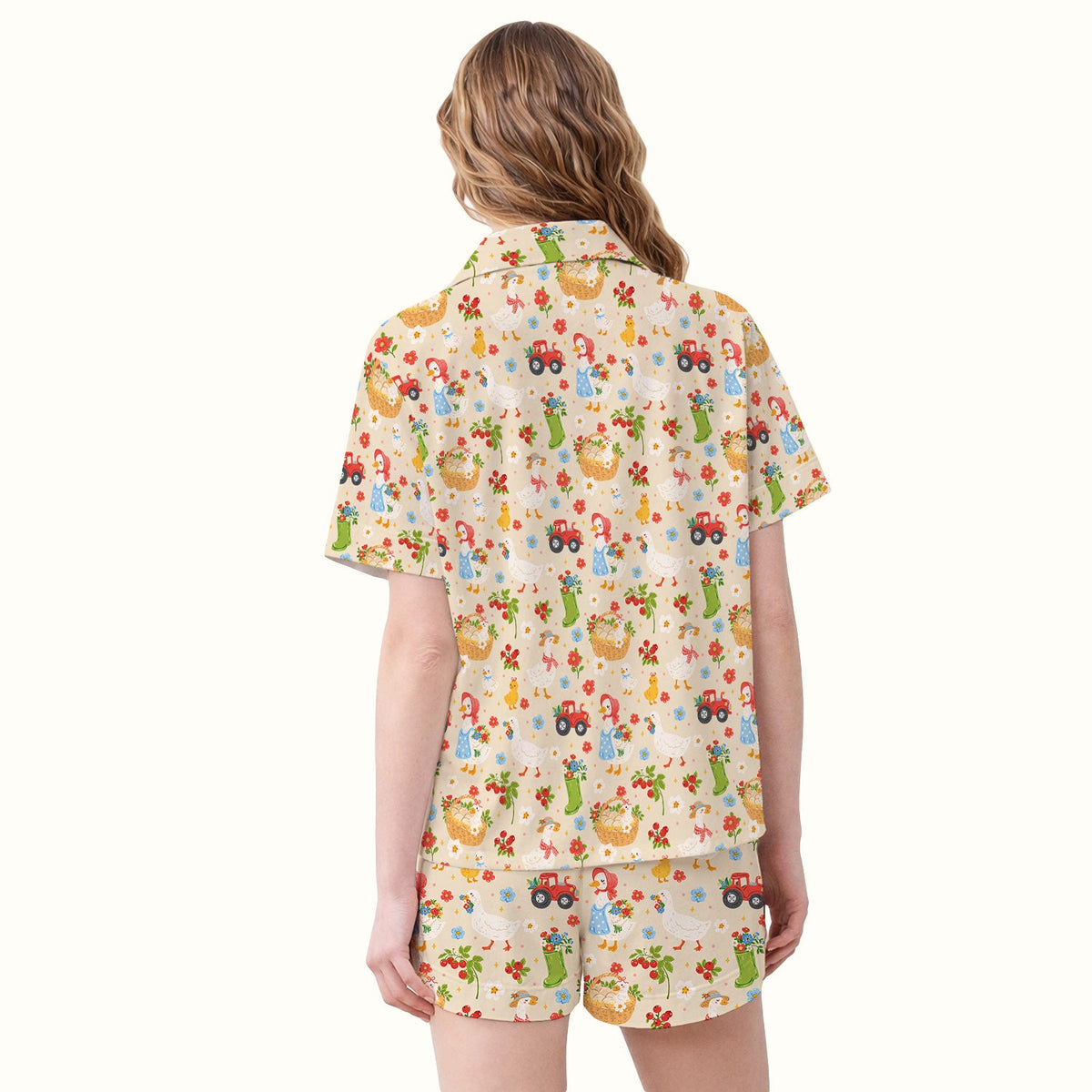 Farm Duck Chicken Tractor Flower Basket Pajama Set