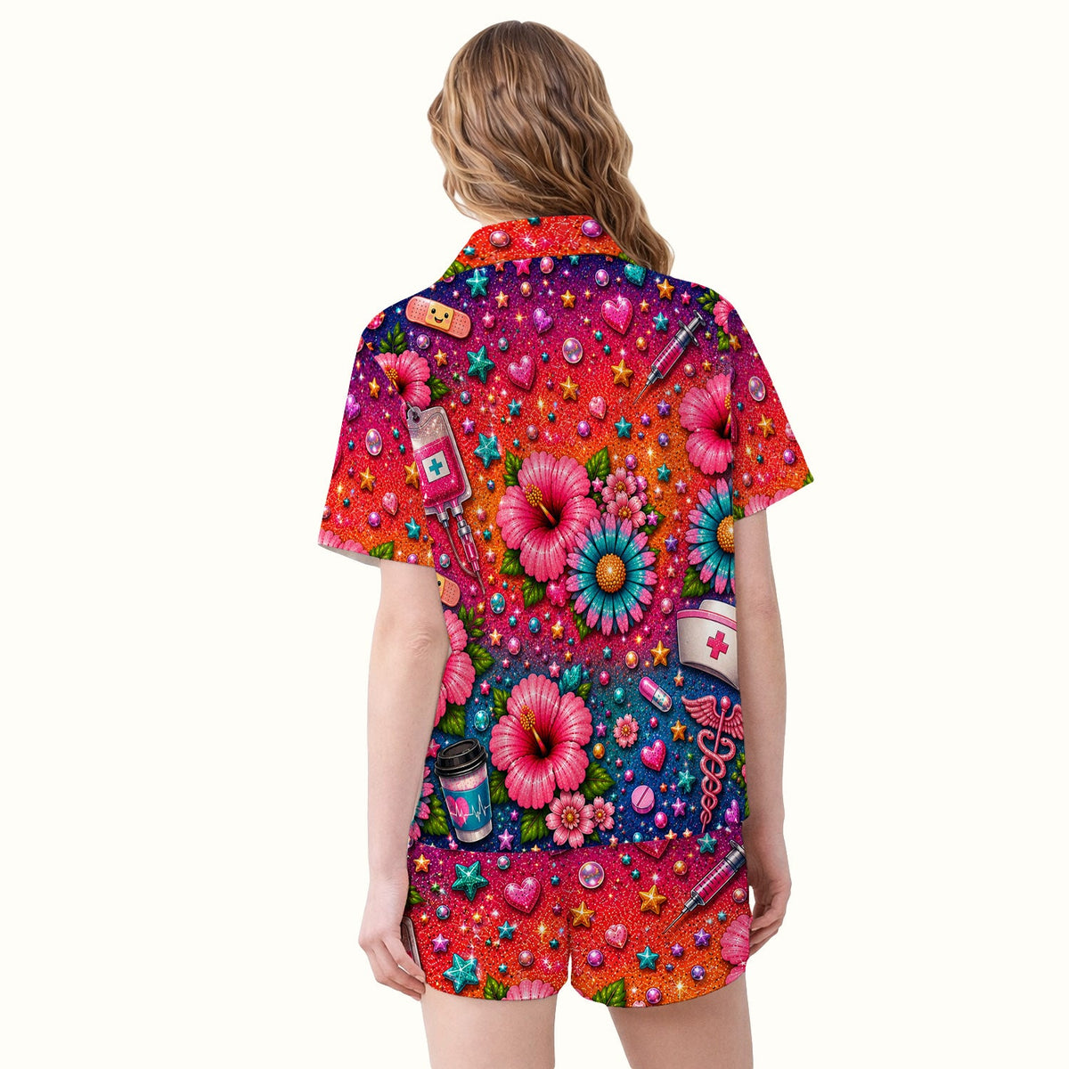 Colorful Nurse Life Heart Pajama Set