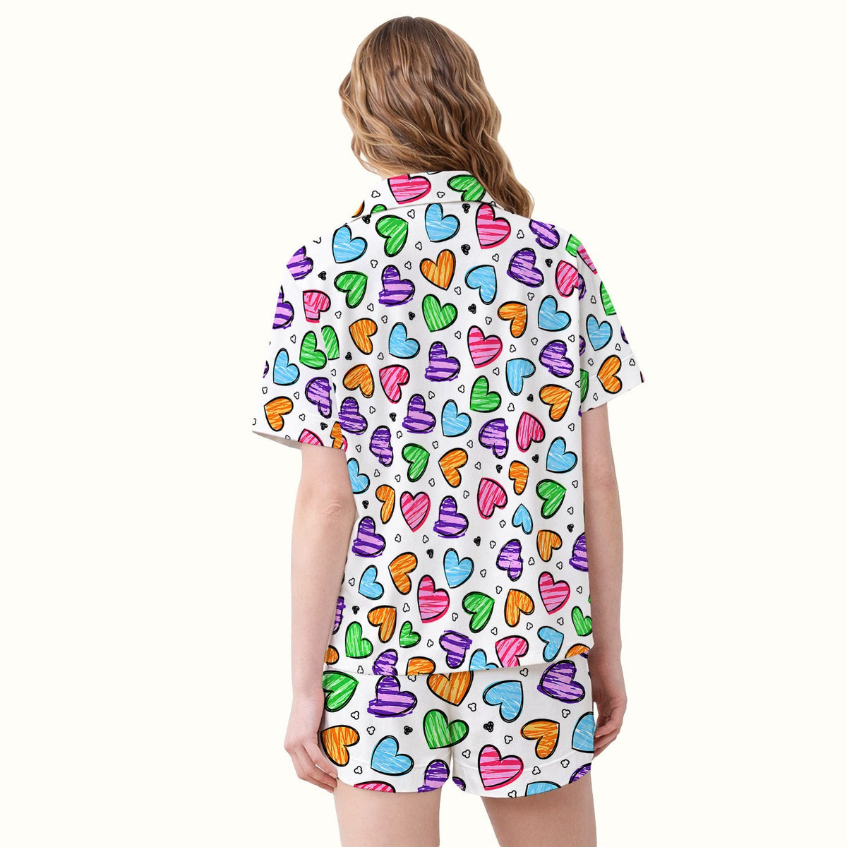 Colorful Doodle Heart Pajama Set