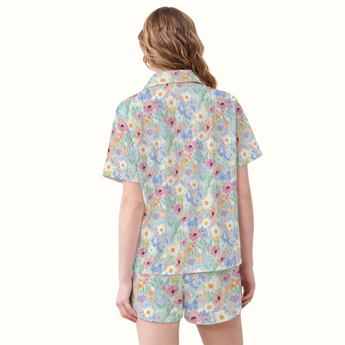 Pastel Wildflower Meadow Floral Nurse Pajama Set