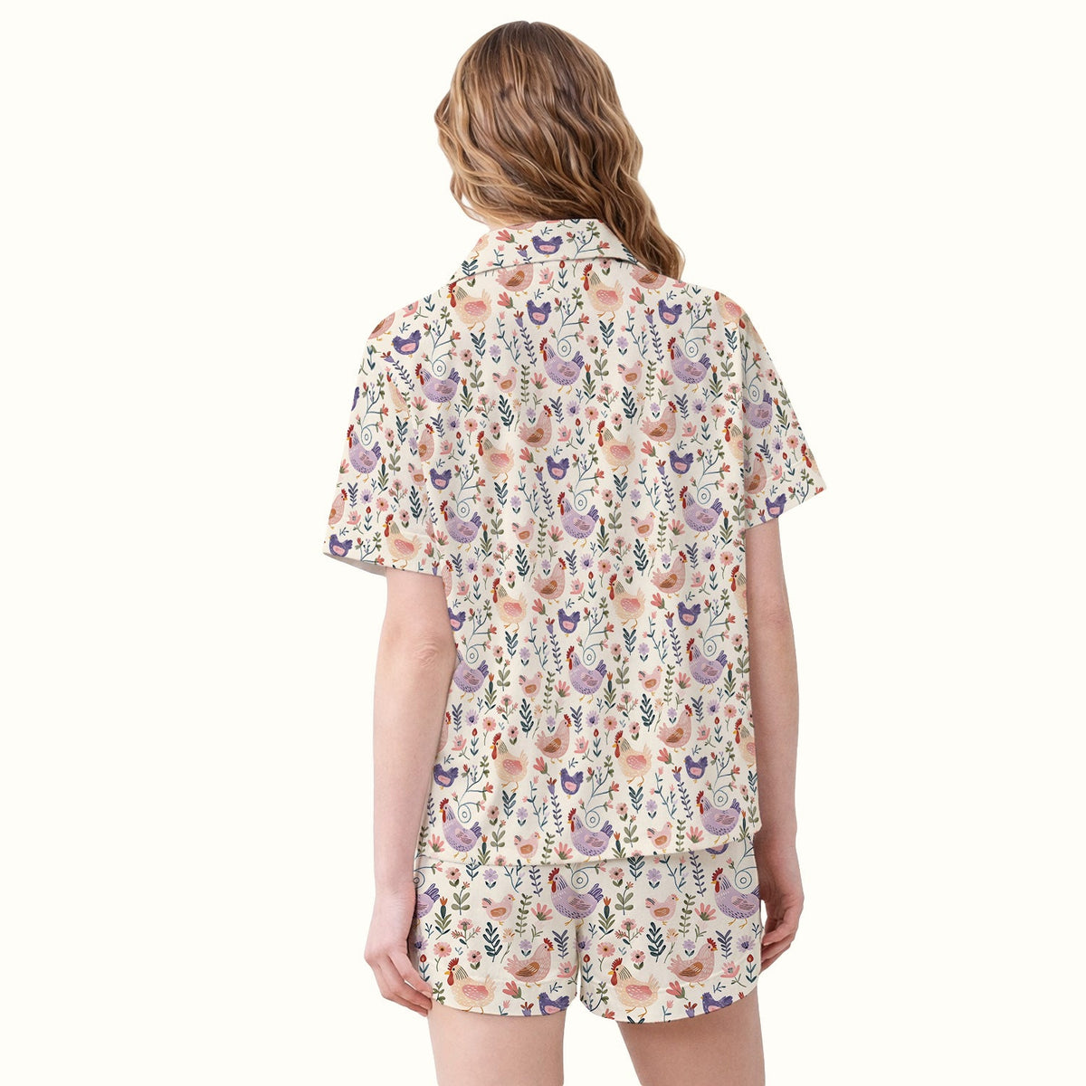 Farm Chicken Floral Garden Pajama Set