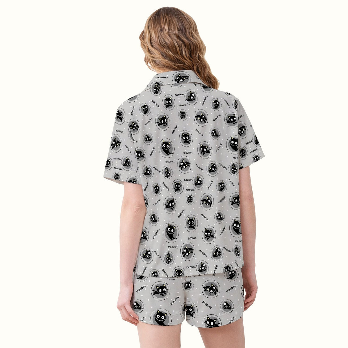 Black Cat Meow Pajama Set