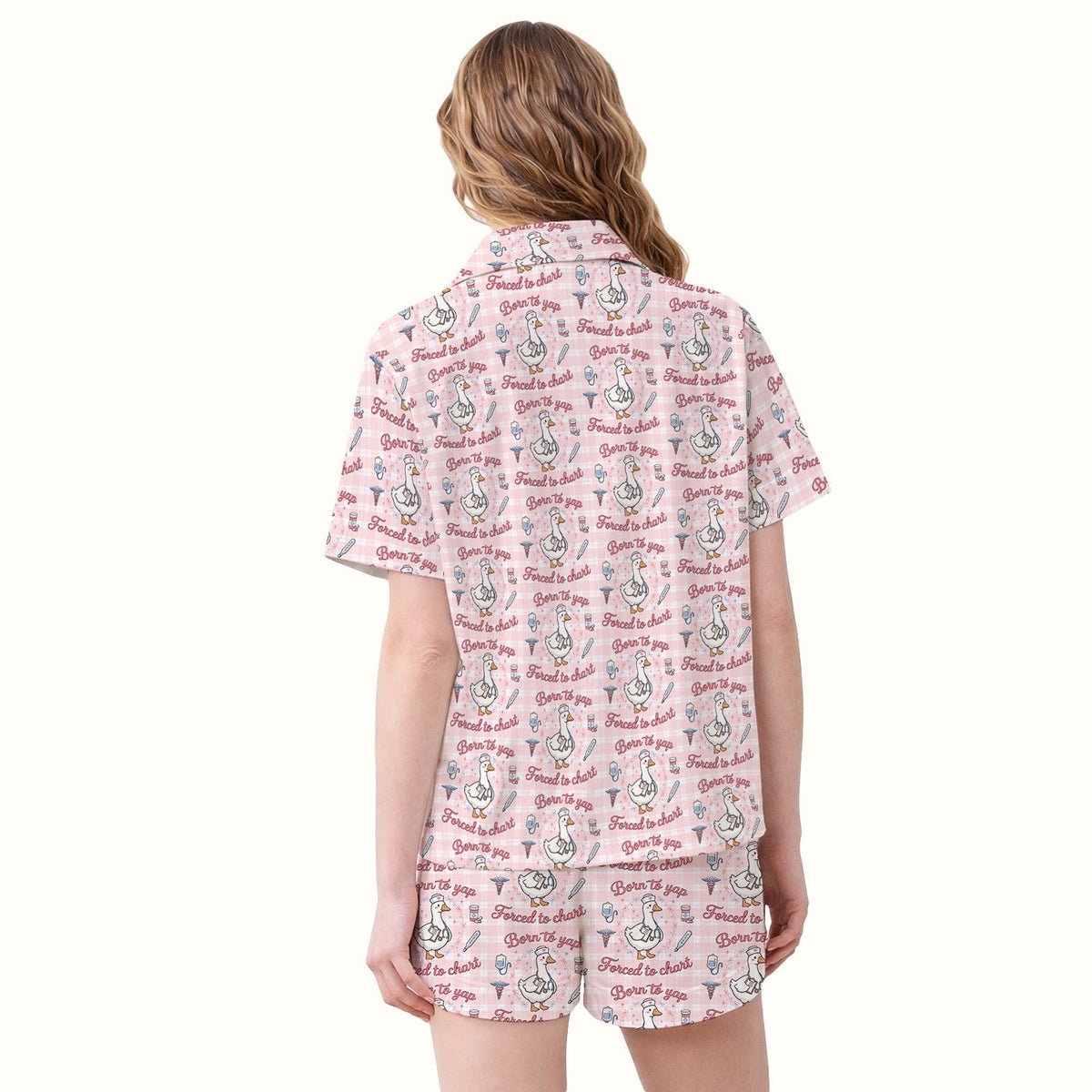 Goose Born To Yap Forced To Chart Pajama Set