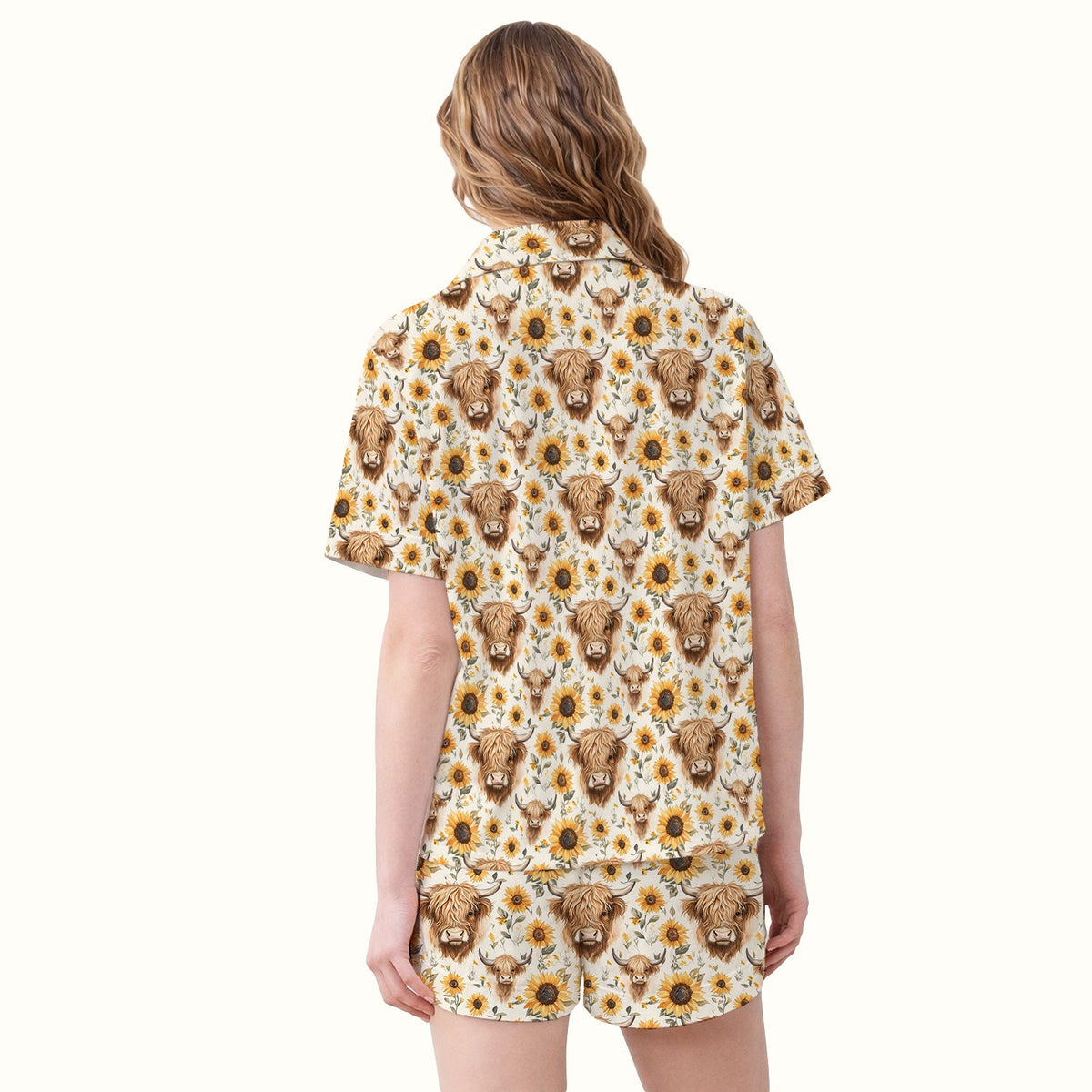 Highland Cow Sunflower Pajama Set For Nurse