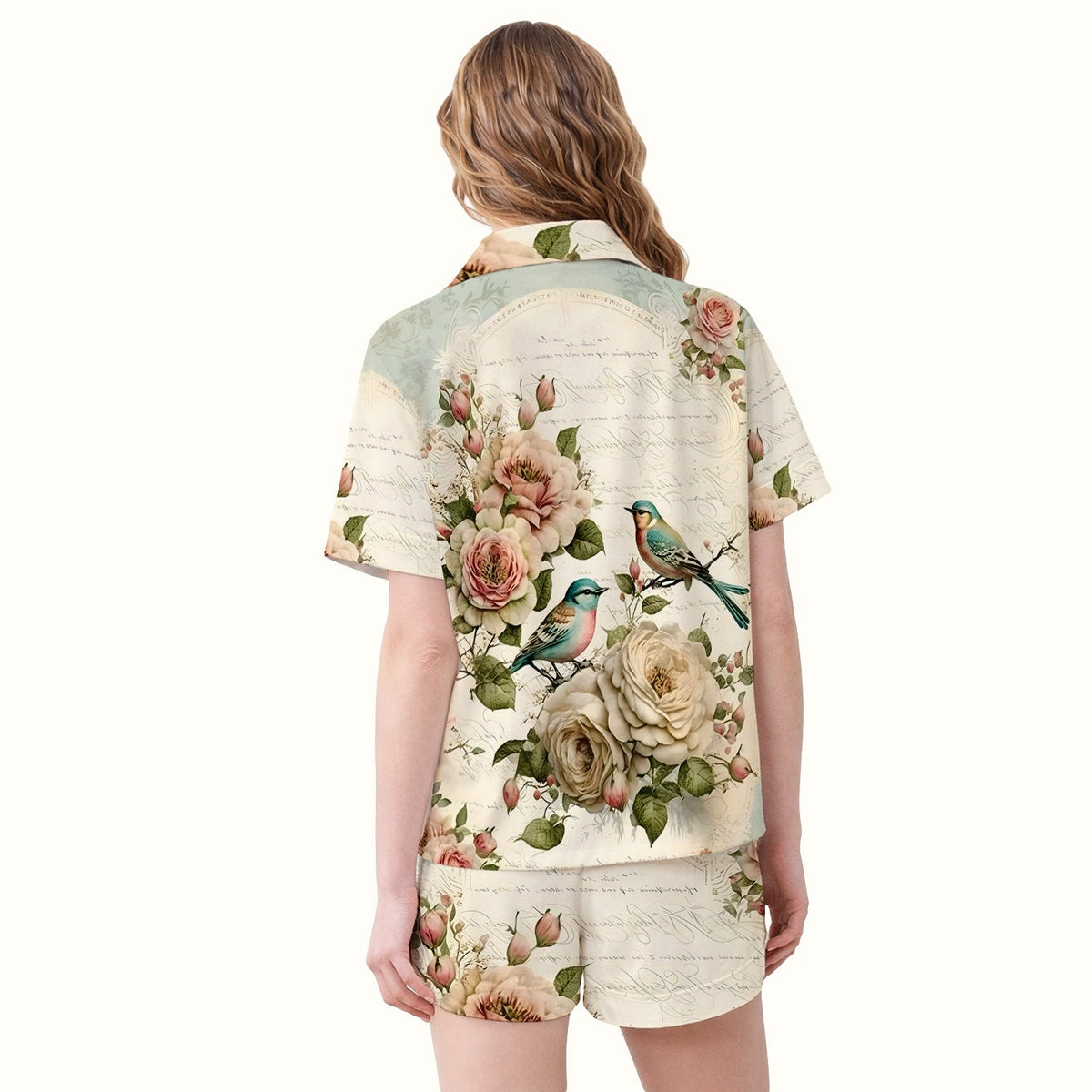 Vintage Birds Rose Pajama Set