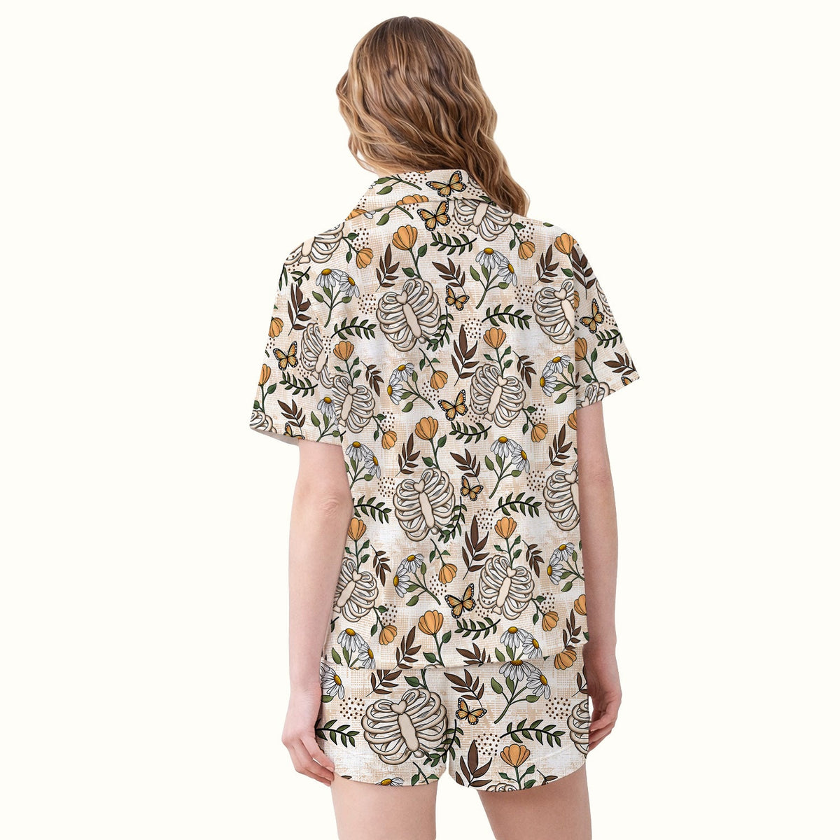 Skeleton Ribcage Daisy Butterfly Pajama Set