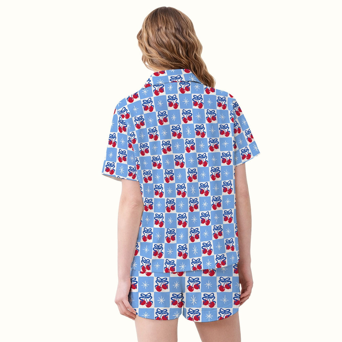 Cherry Bow Gingham Nurse Pajama Set
