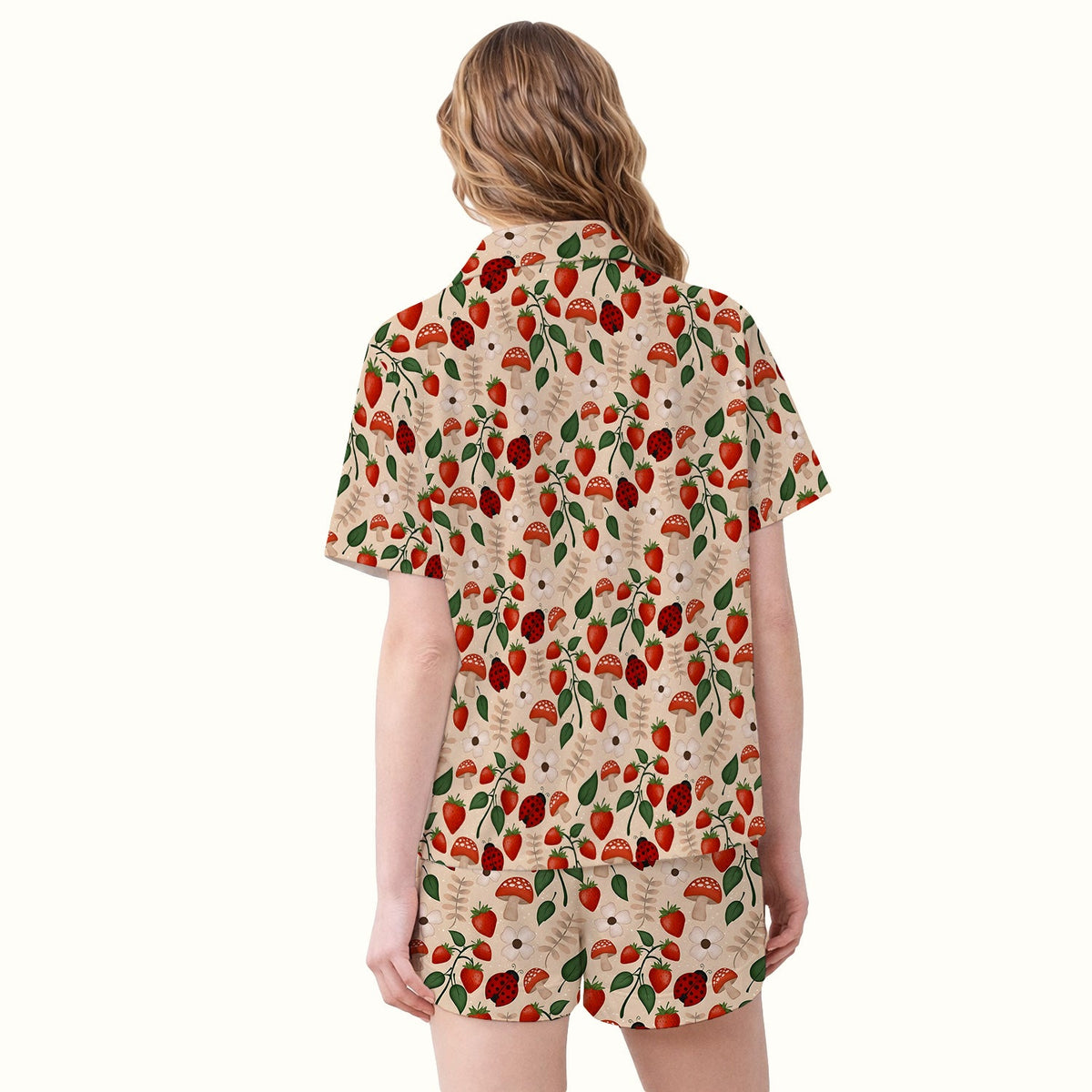 Strawberry Ladybug Mushroom Floral Pajama Set