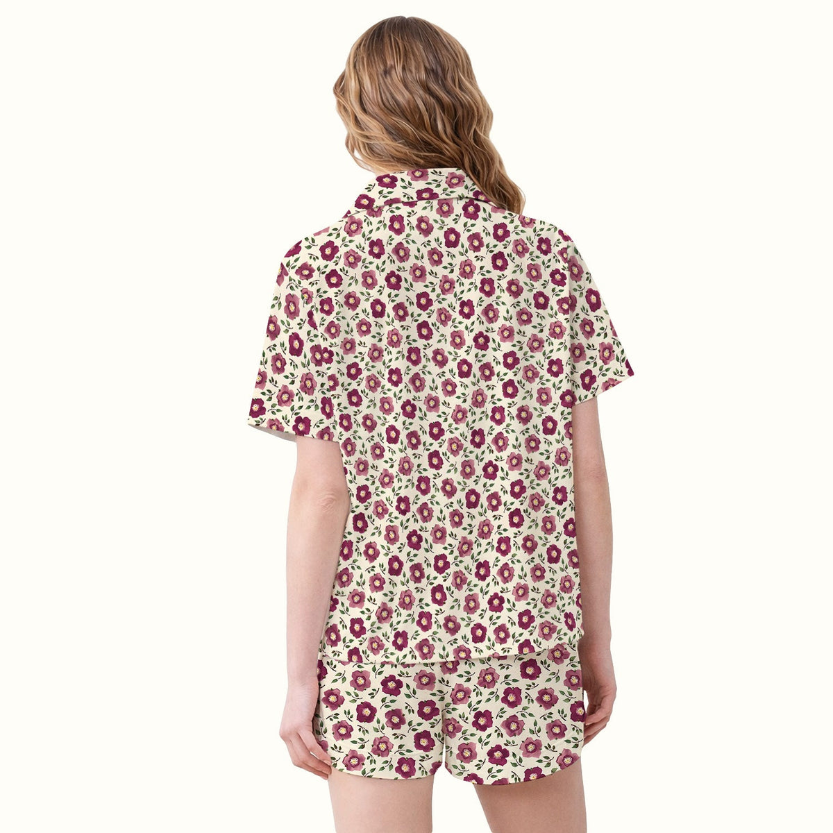 Purple Floral Blossom Leaf Pajama Set