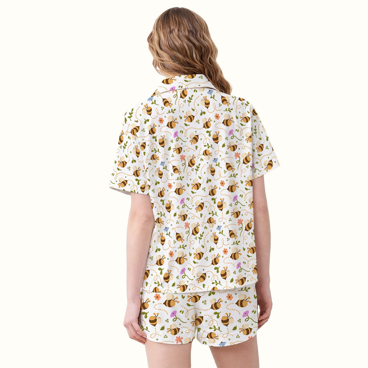 Bee Flying Floral Trail Garden Pajama Set