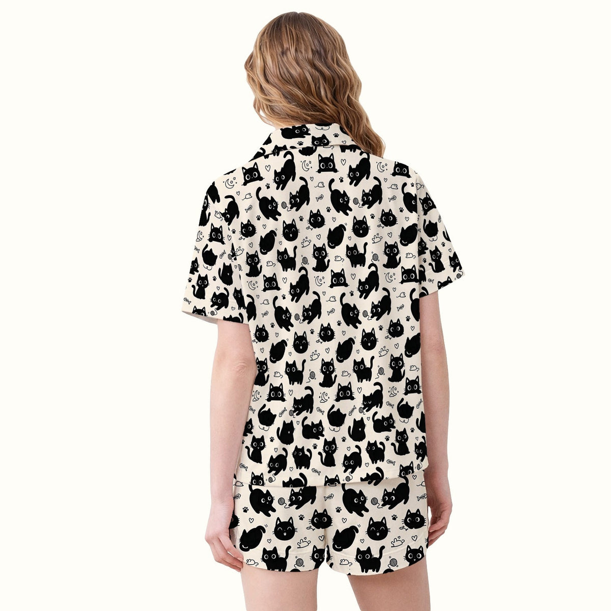 Playful Black Cat Pajama Set