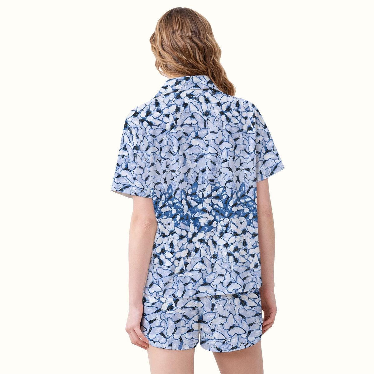 Blue Butterfly Floral Pajama Set