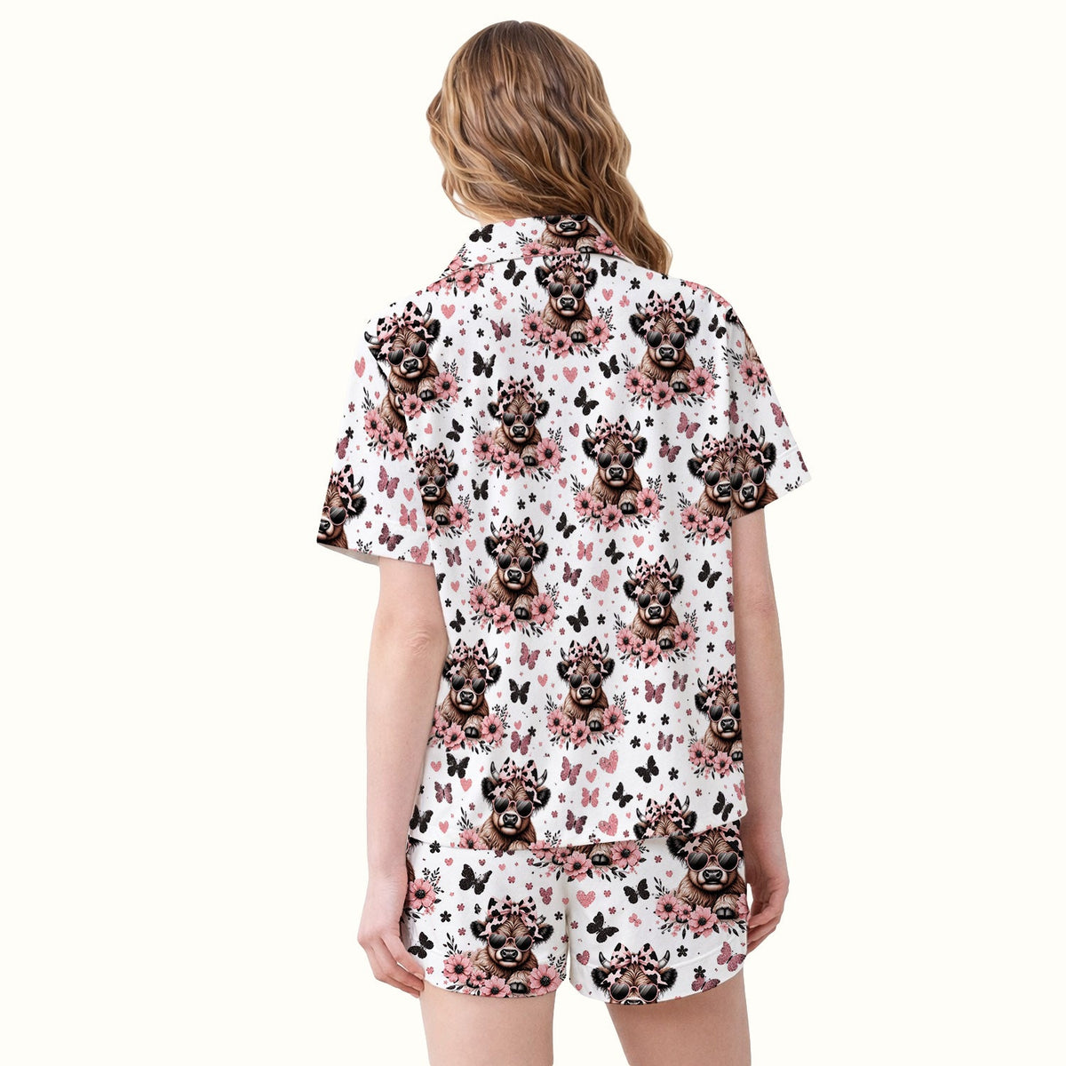 Cow Heart Sunglasses Nurse Pajama Set