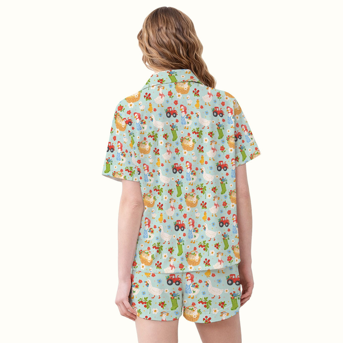 Farm Duck Chicken Tractor Flower Basket Pajama Set