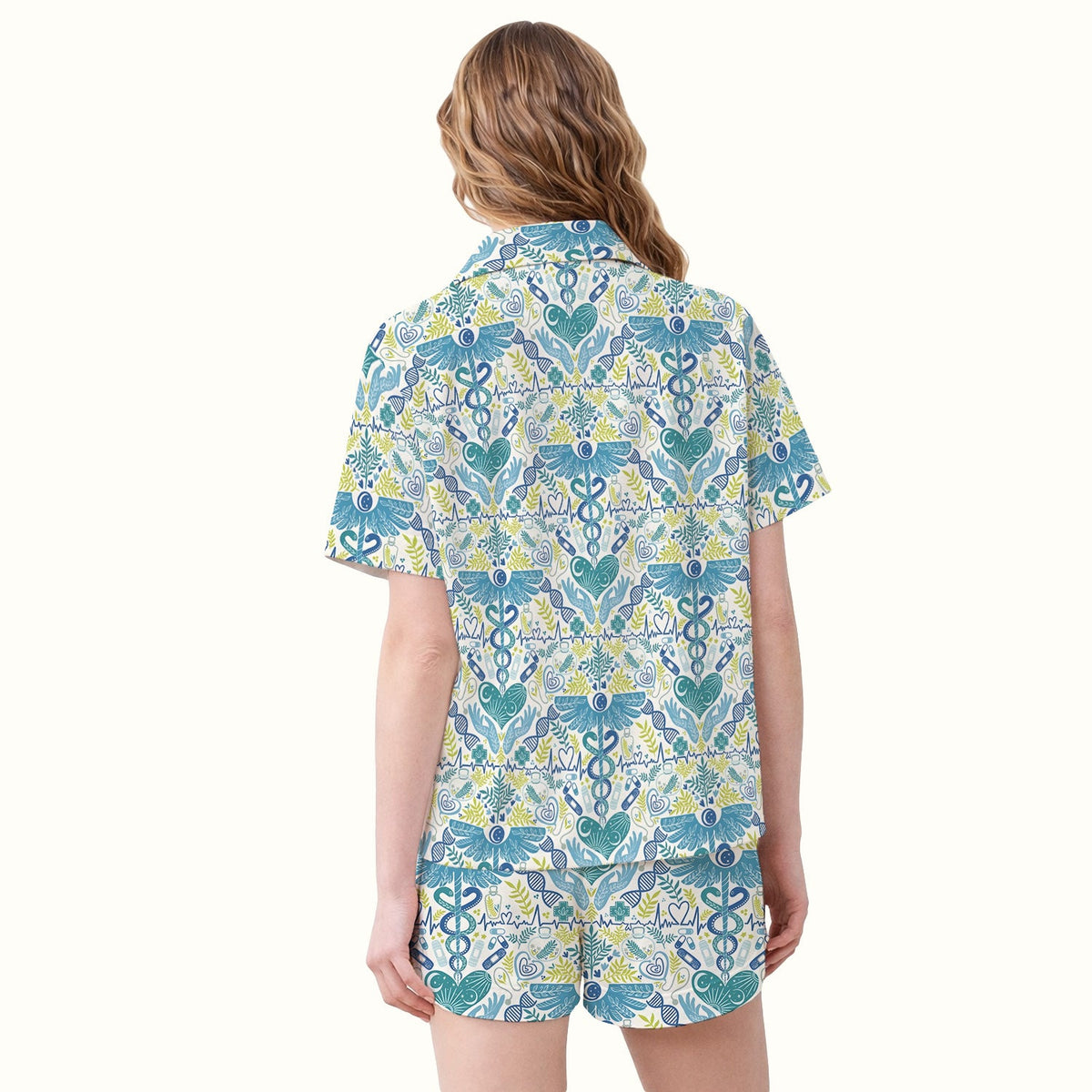 Botanical Caduceus Heart Nurse Pajama Set