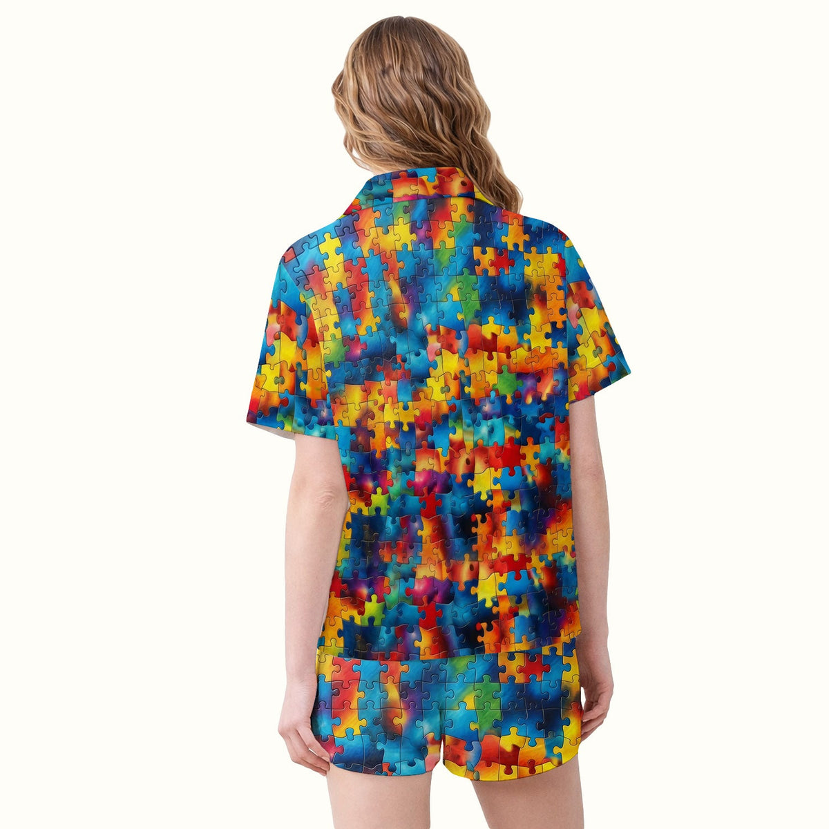 Rainbow Puzzle Piece Nurse Pajama Set