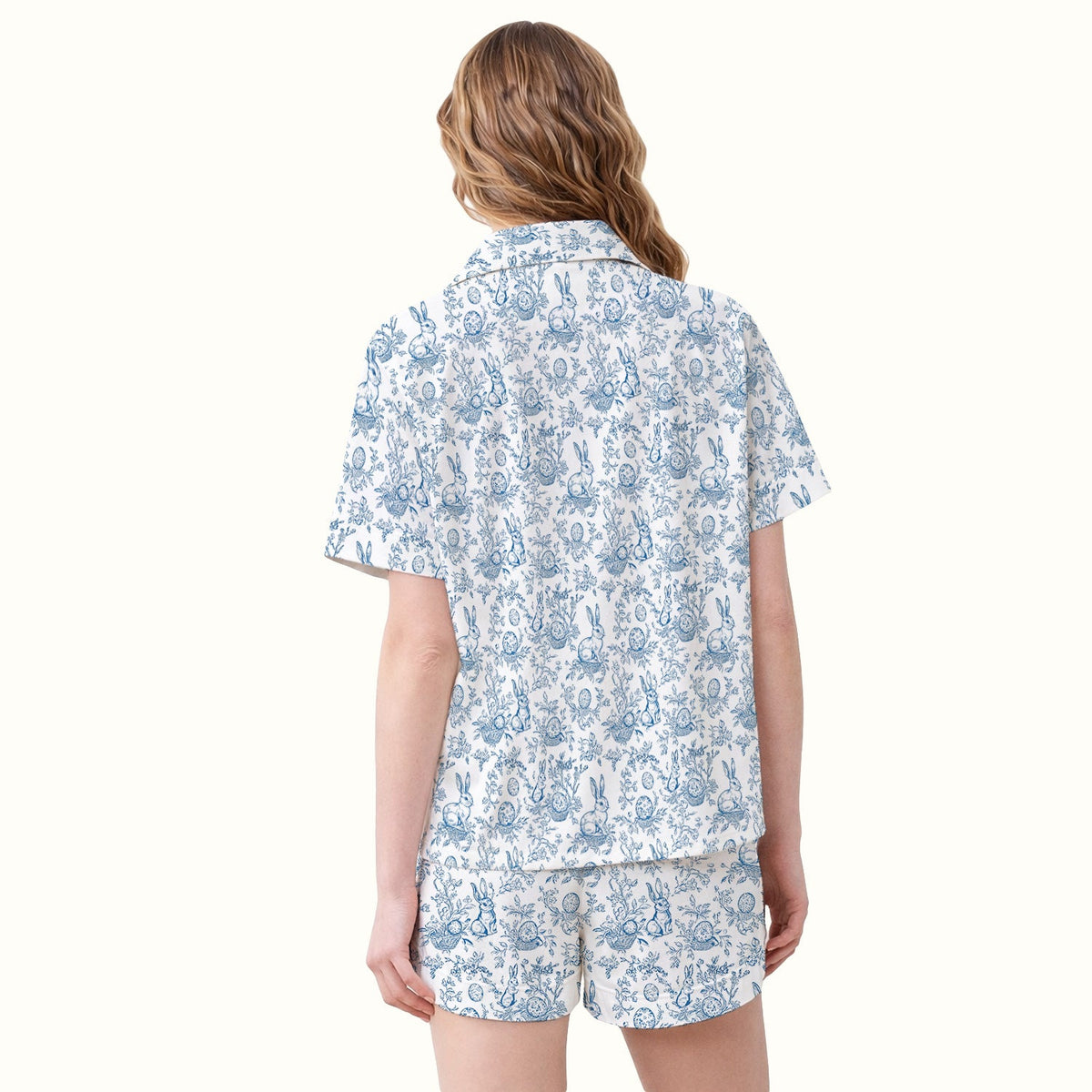 Bunny Floral Egg Toile Pajama Set - Easter Gift For Nurse