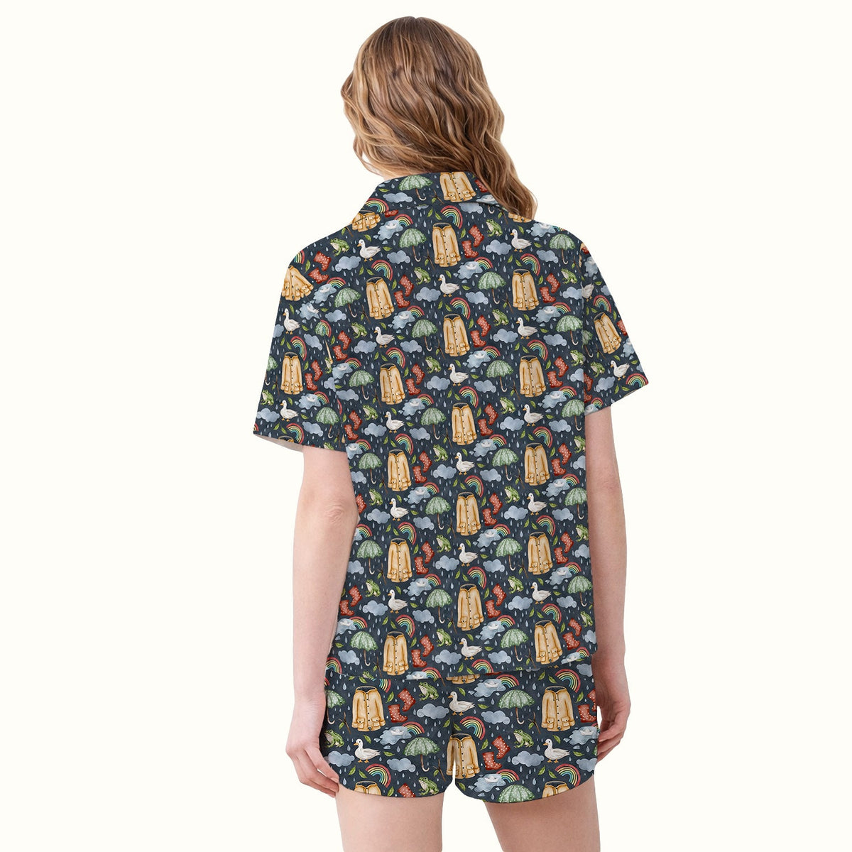 Rainy Day Ducks & Frog Nurse Pajama Set