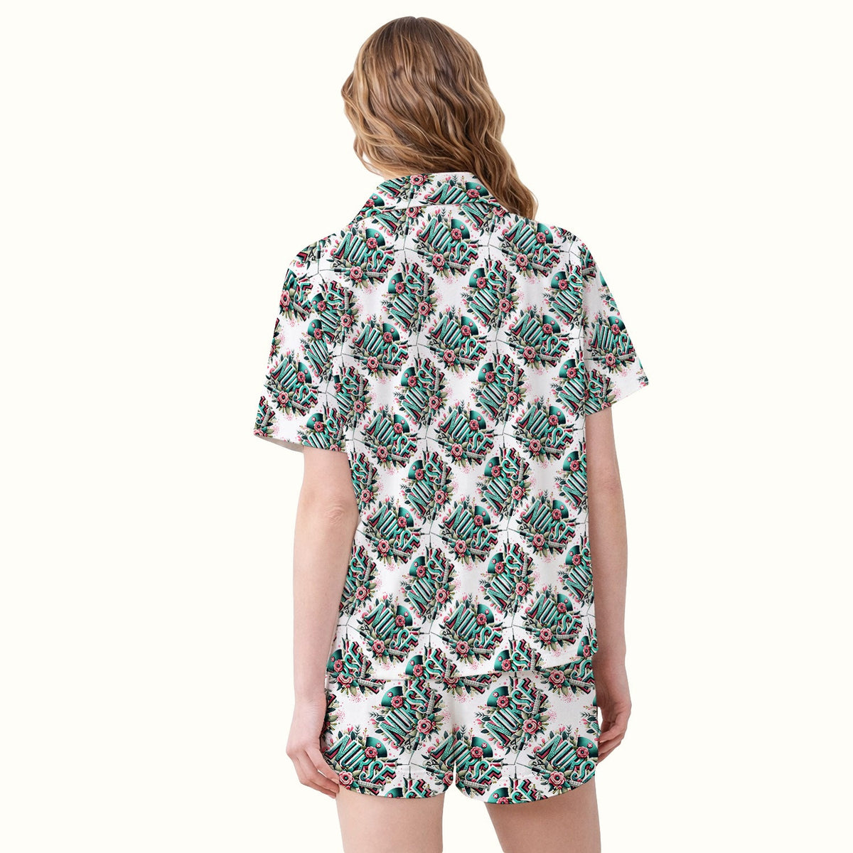 Typography Floral Pajama Set