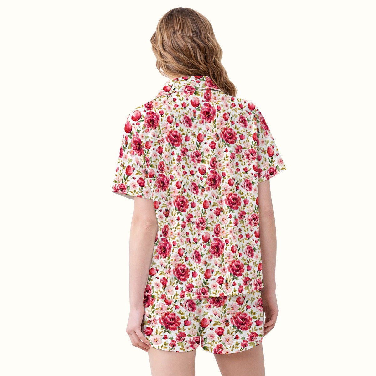 Pink Rose Ladybug Garden Pajama Set