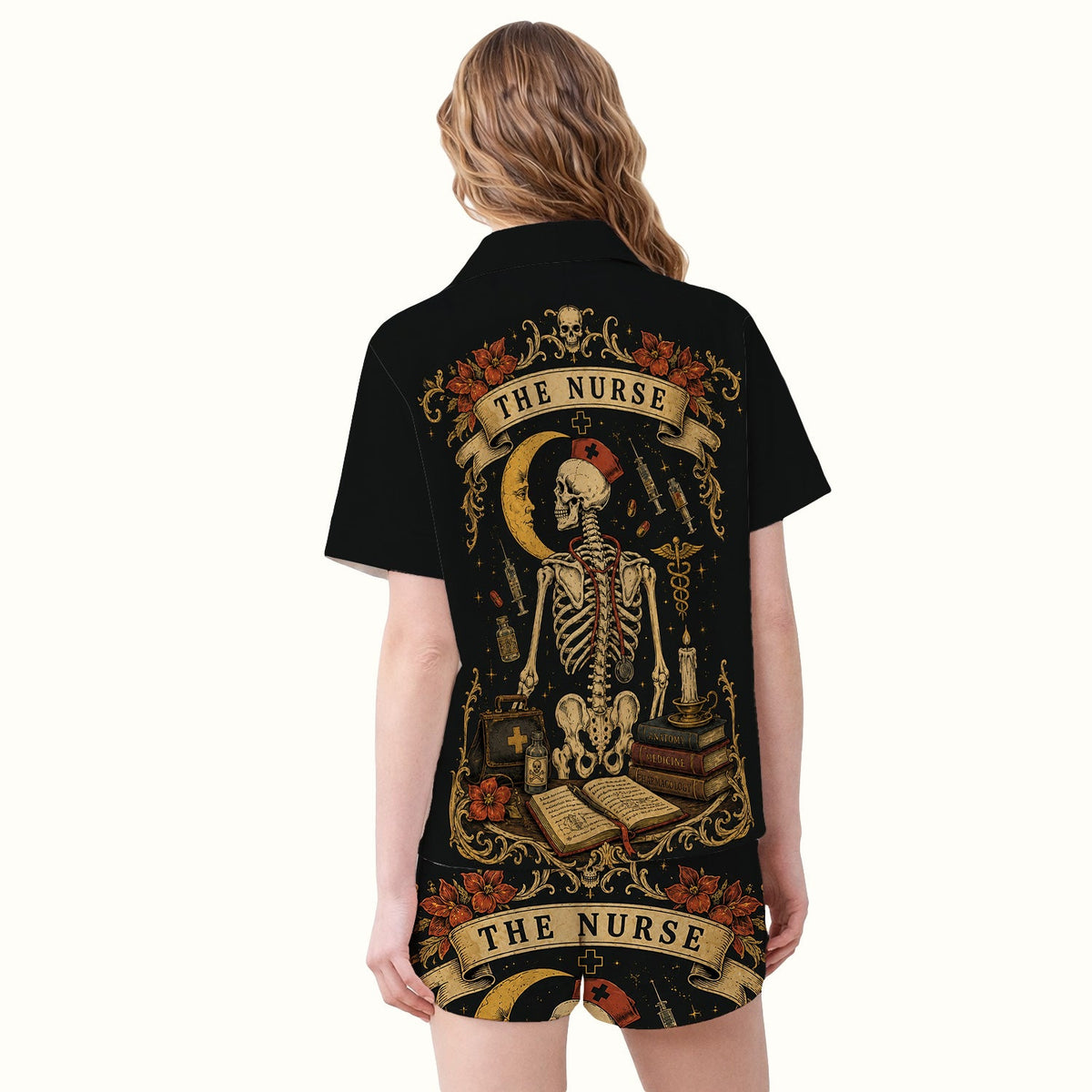 Breast Cancer Skeleton Nurse Pajama Set