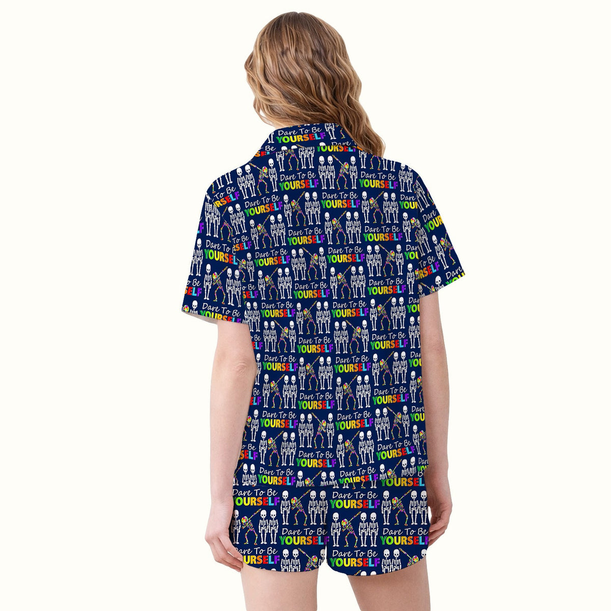Rainbow Skeleton Dare To Be Yourself Pajama Set