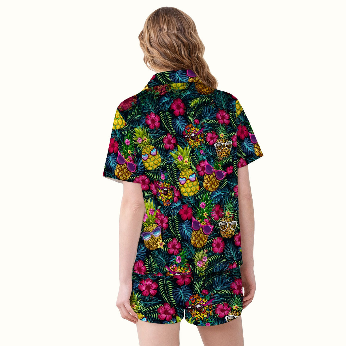 Tropical Pineapple Sunglasses Nurse Pajama Set