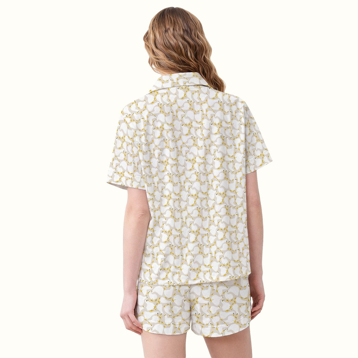 White Goose Yellow Star Nurse Pajama Set