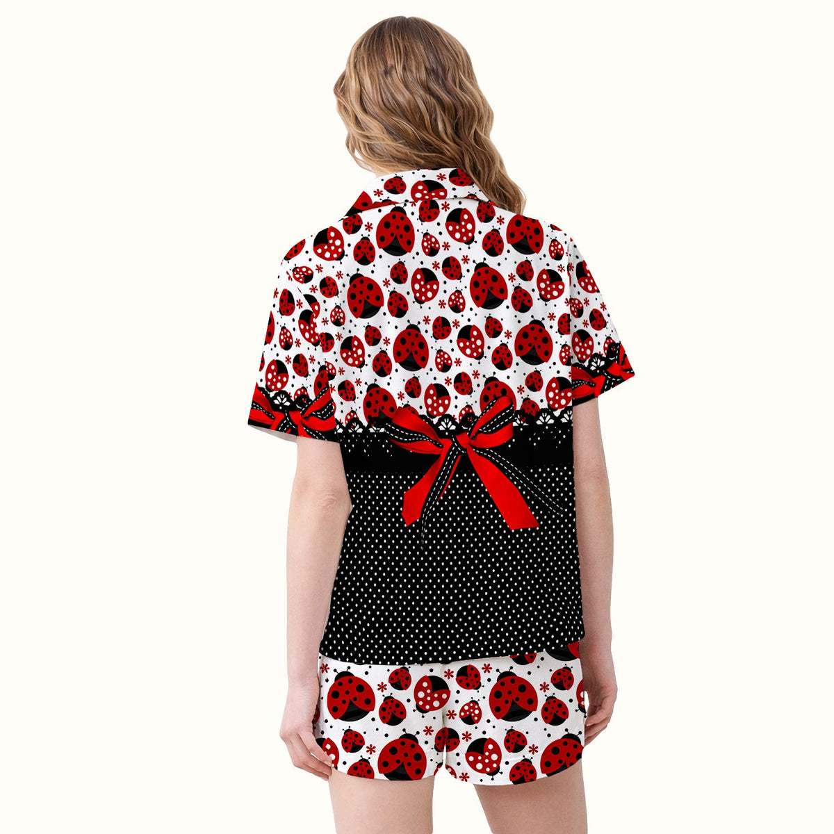 Ladybug Red Ribbon Polka Pajama Set