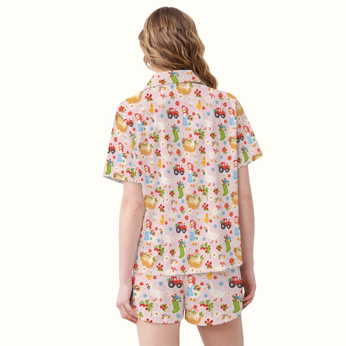Farm Duck Chicken Tractor Flower Basket Pajama Set