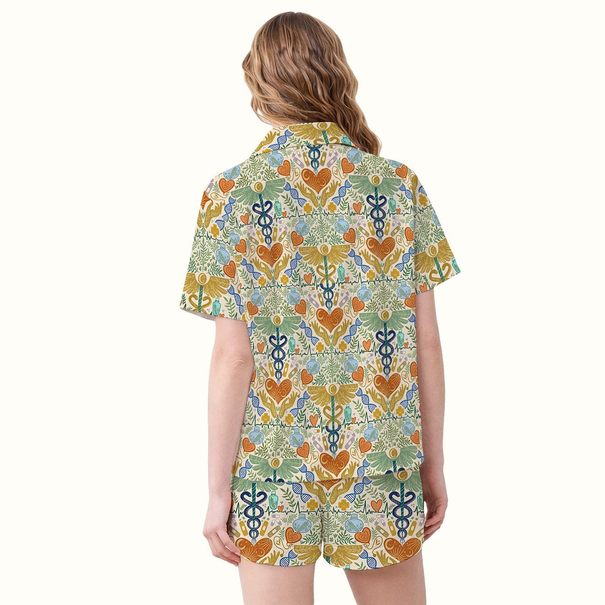 Botanical Caduceus Heart Nurse Pajama Set
