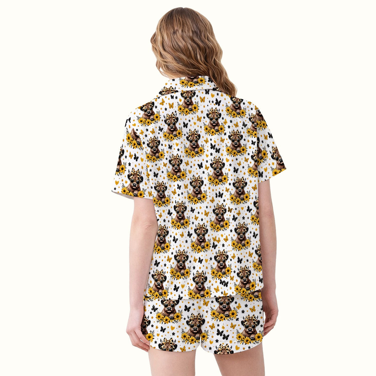 Cow Sunflower Bow Pajama Set