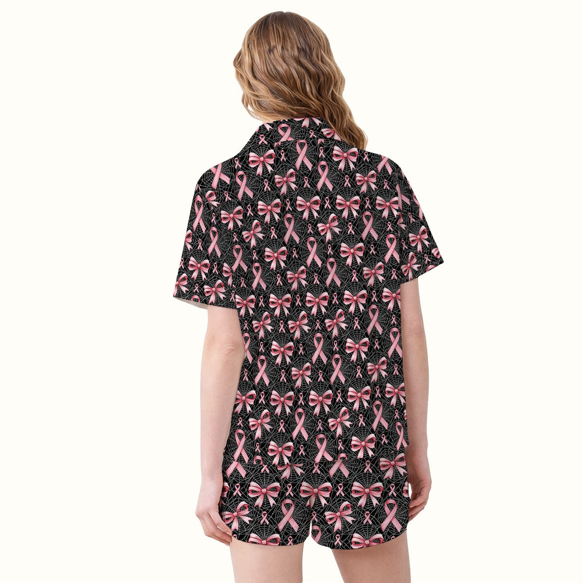 Pink Ribbon Pattern Pajama Set