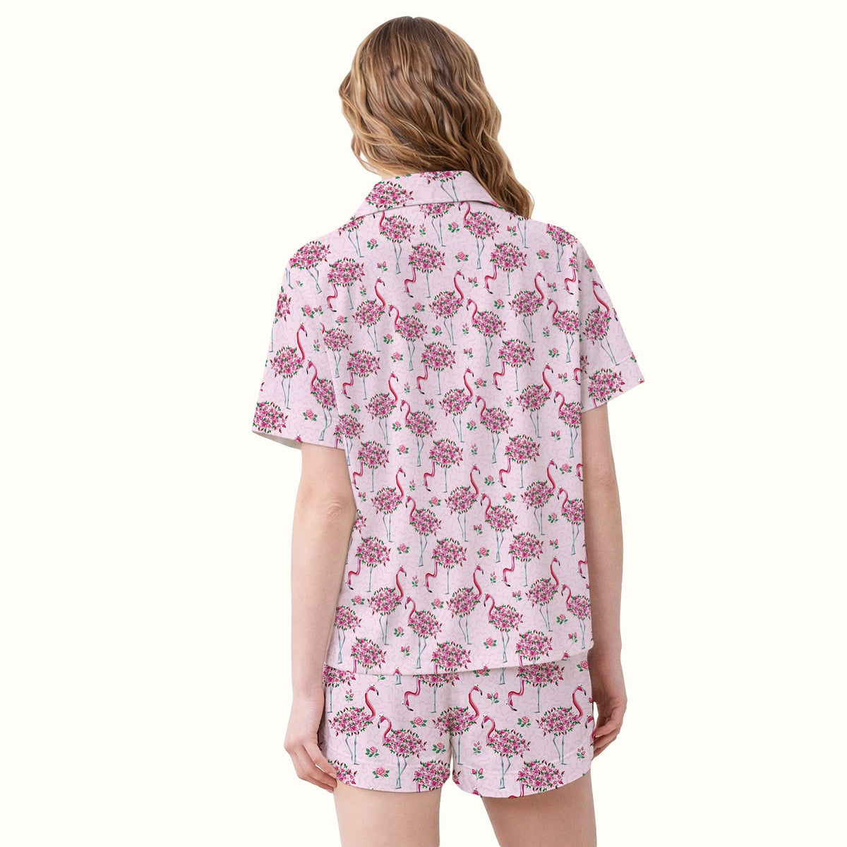 Pink Flamingo Floral Pajama Set
